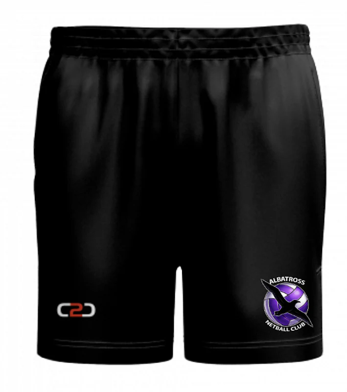 Albatross Netball Mens Shorts Mid Thigh Black