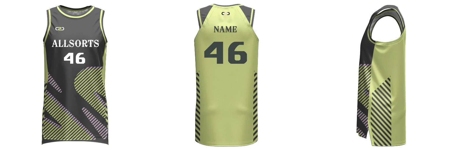 Allsorts SlimFit HP Split Basketball Singlet Design Your Own Custom