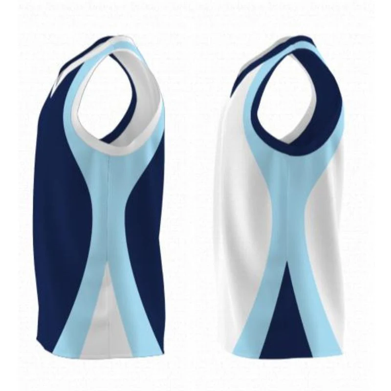 Corryong Basketball Reversible 3HP V Neck Singlet Navy White - Image 3