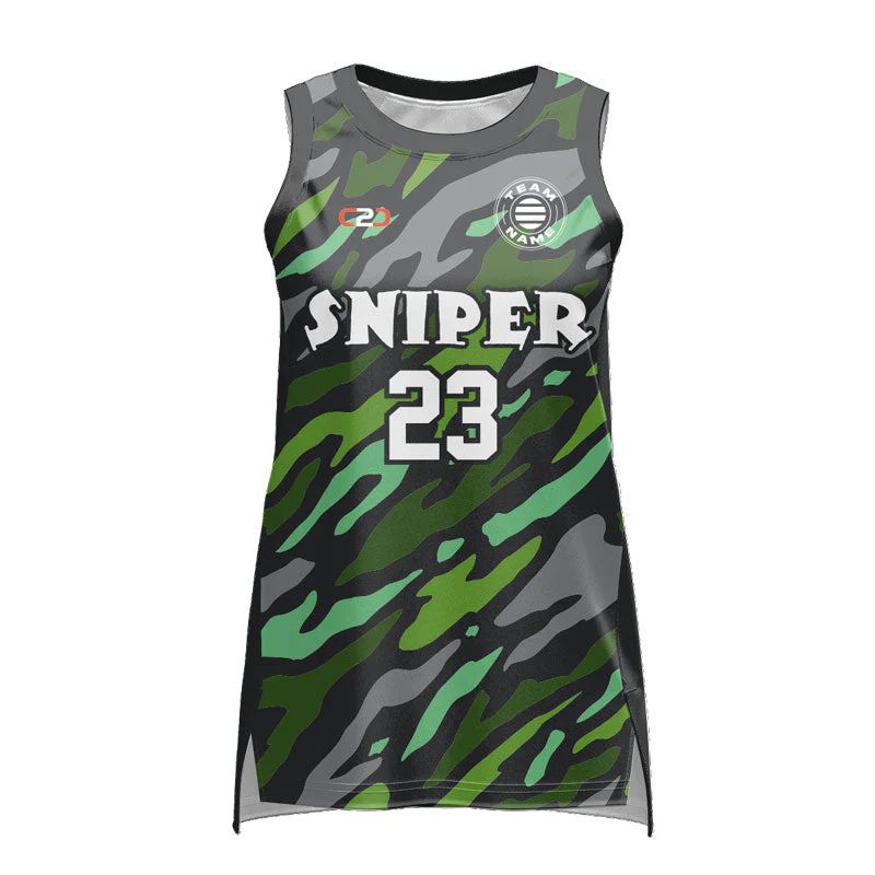 Custom Sniper Ladies Slimfit Hp Split Basketball Singlet