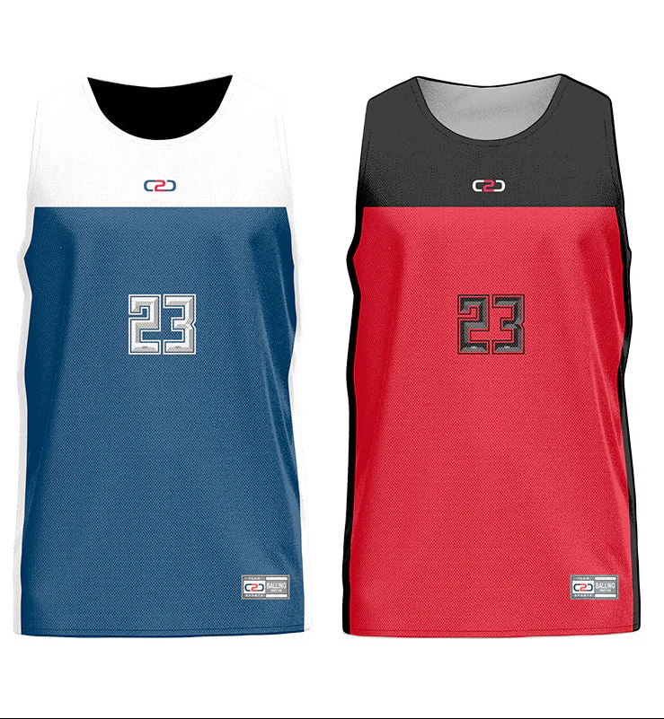 Dream Reversible Numbered Basketball Singlet Navy/Red in Stock