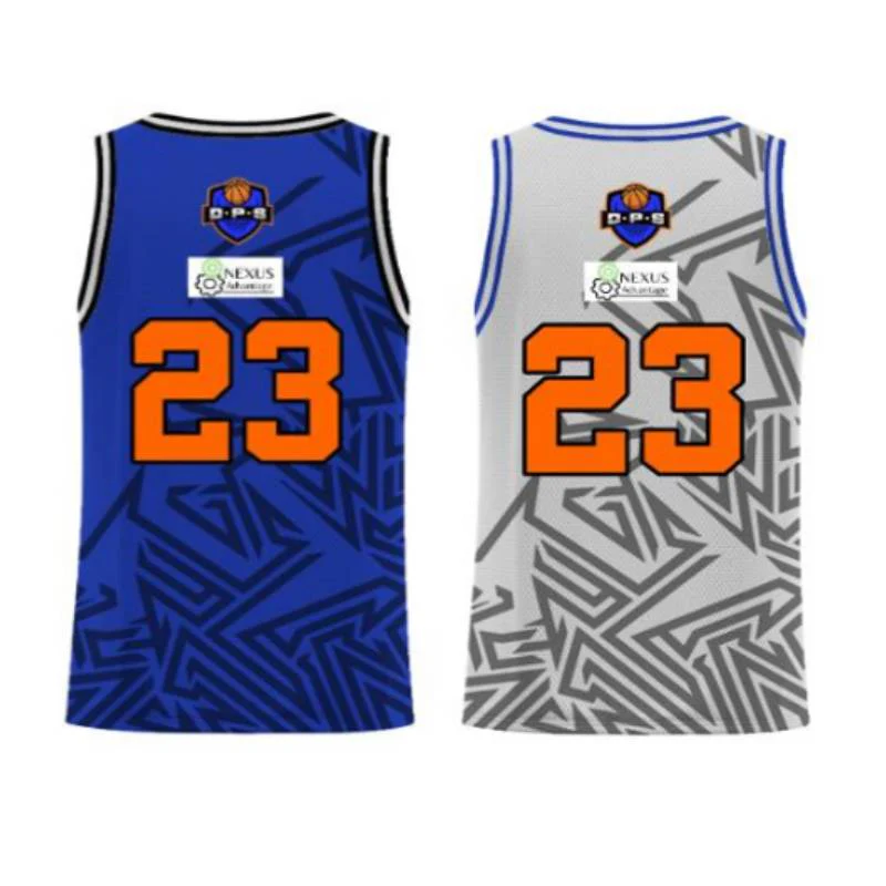 Dribble Pass Shoot Core Reversible Basketball Singlet Royal White - Image 2