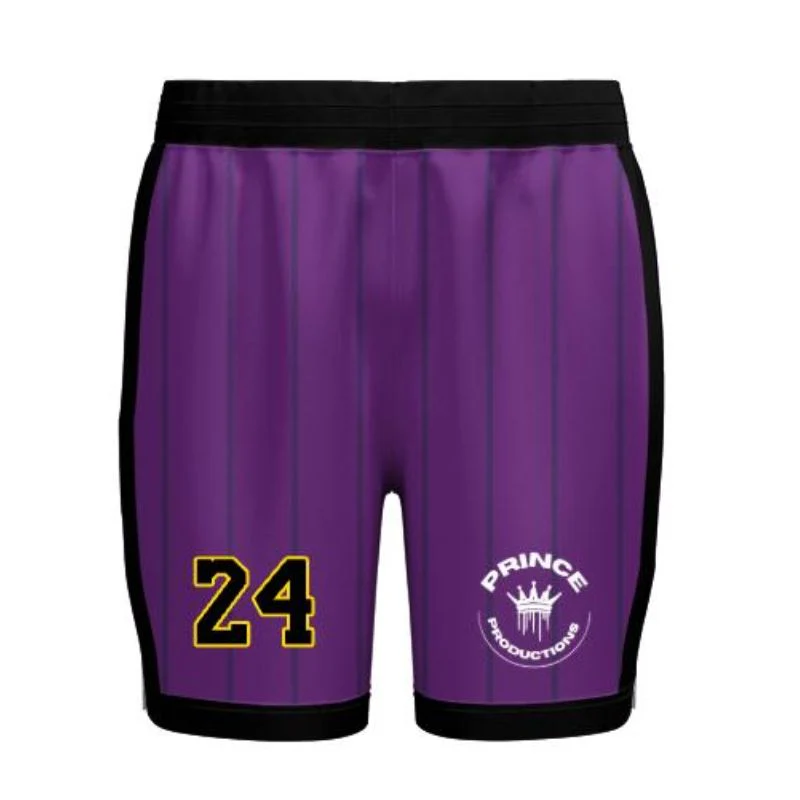East Auckland Basketball Core Pro Shorts Purple Black Sponsor Logo