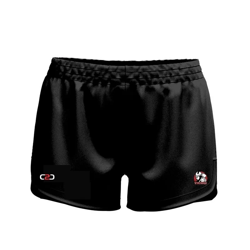 Grafton Vikings High Thigh Curved Shorts Womens Girls Black