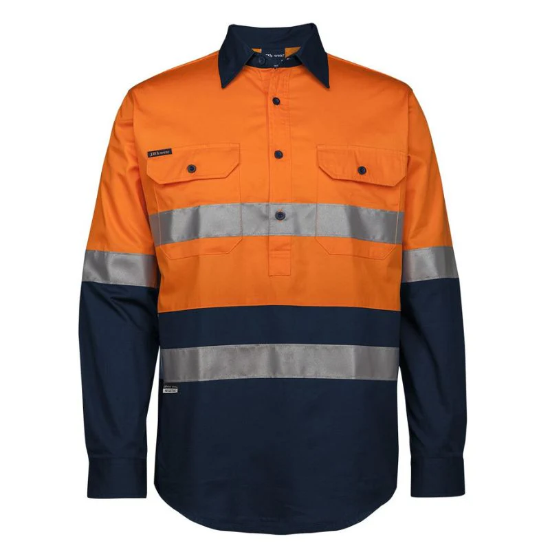 Hi Vis (D+N) Close Front L/S 150G Work Shirt - Image 4