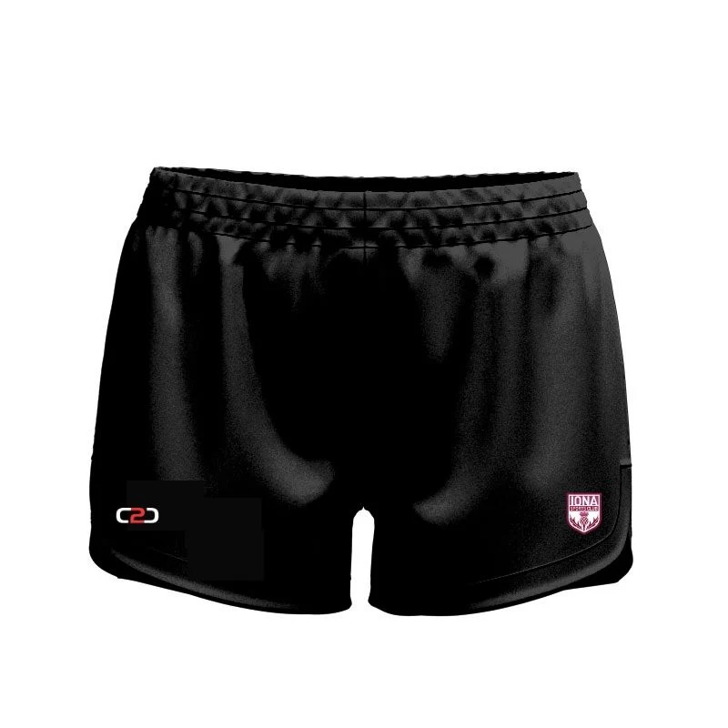 Iona High Thigh Curved Shorts Womens Girls Black