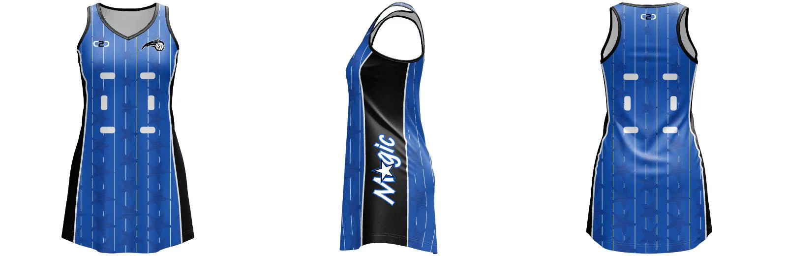 Magic-Inspired Core Fusion Netball Dress V Neck Custom Design Your Own