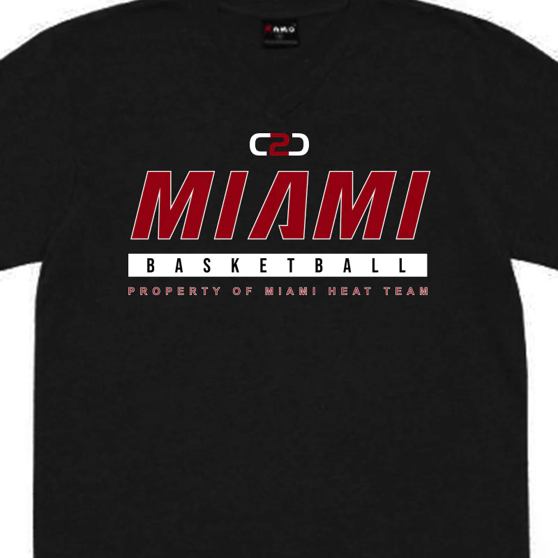 Miami Basketball Cotton V Neck Black Warm Up Shirt - Image 2