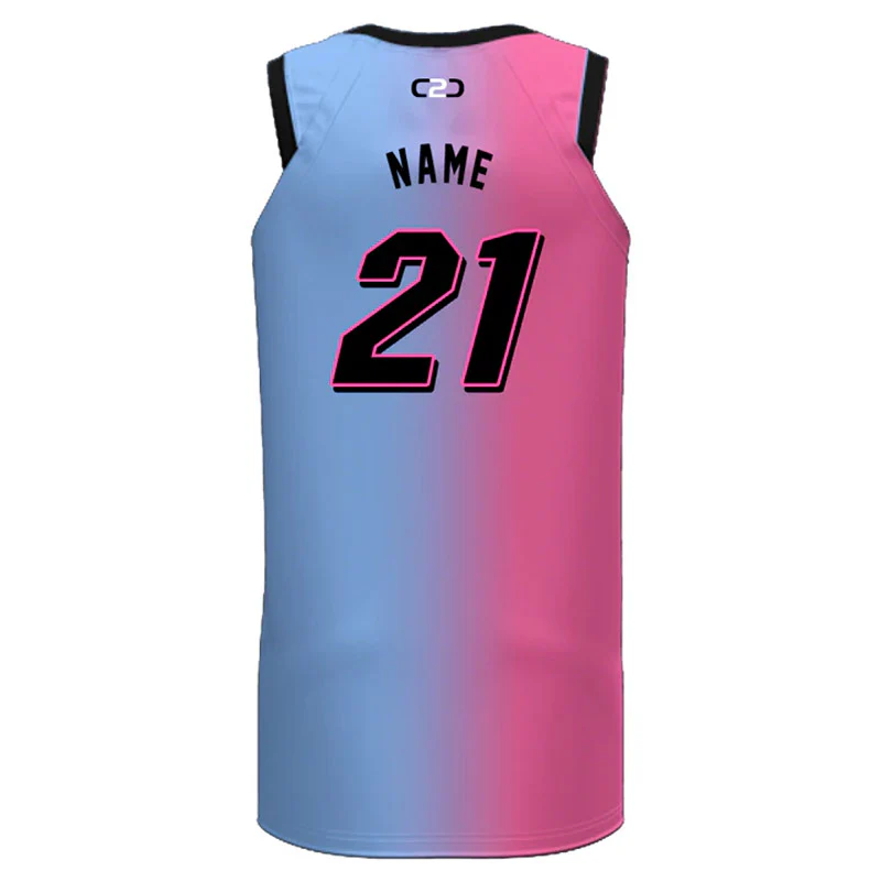 Custom Miami Gradient Inspired Slimfit Hp Split Basketball Singlet - Image 2