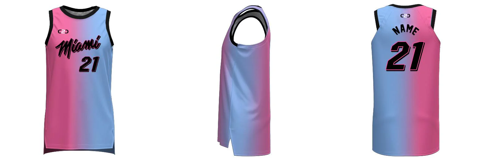Miami Gradient Inspired SlimFit HP Split Basketball Singlet Design Your Own Custom