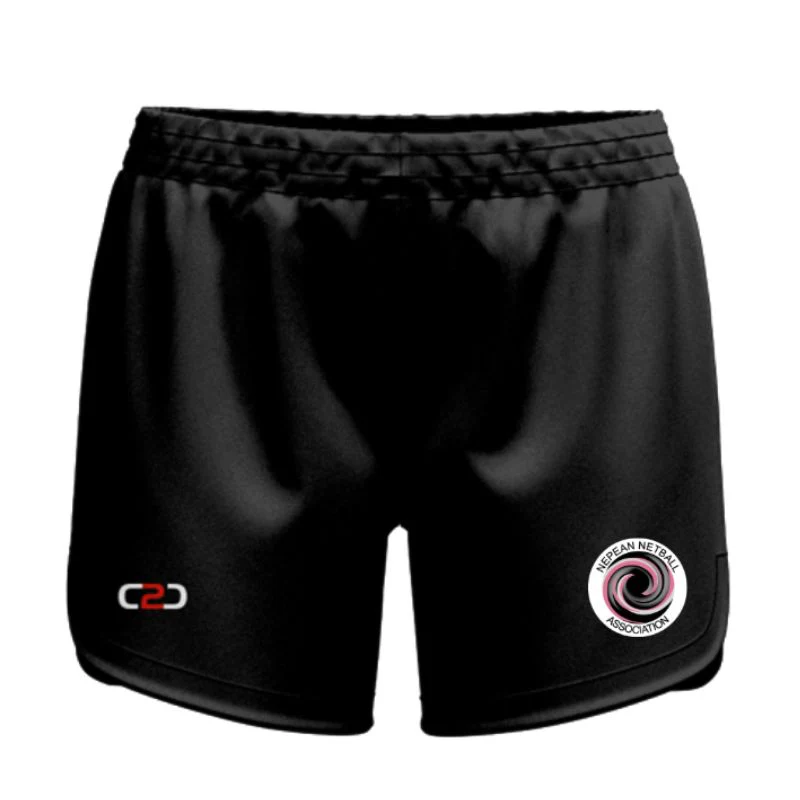 Nepean Netball Pro Curved Shorts Womens Girls Black