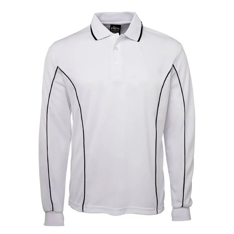 Long Sleeve Piping Polo Mens - Image 2
