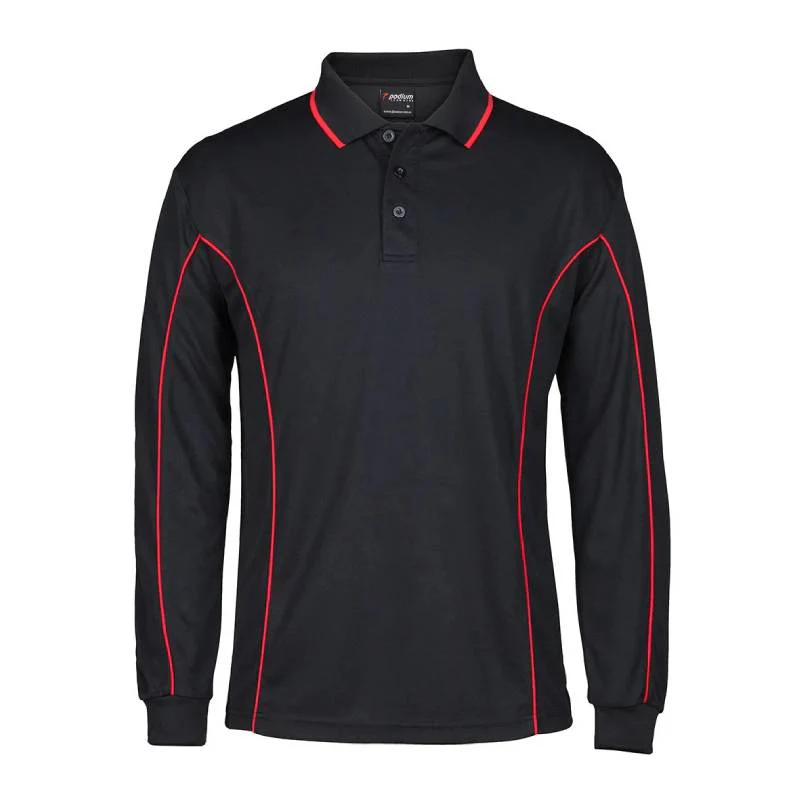 Long Sleeve Piping Polo Mens - Image 3