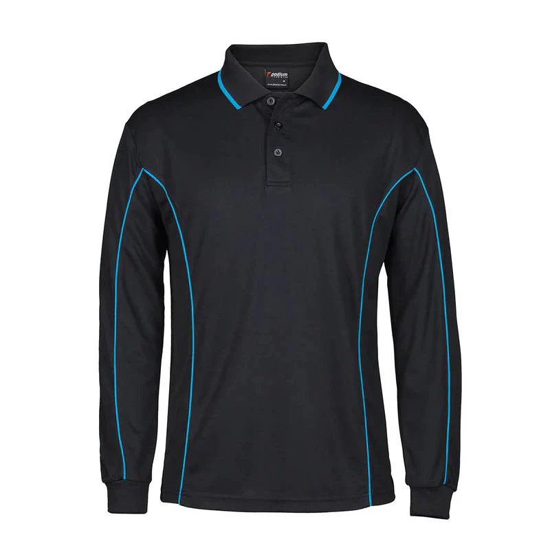 Long Sleeve Piping Polo Mens - Image 5