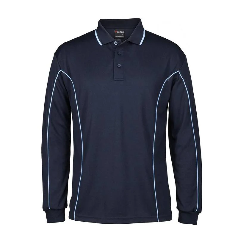 Long Sleeve Piping Polo Mens - Image 7