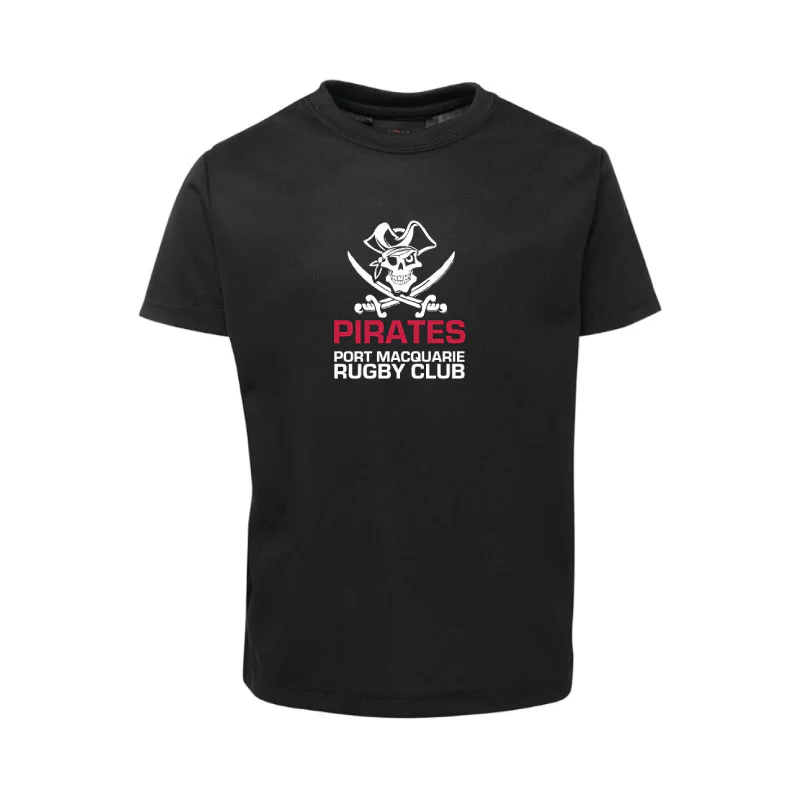 Port Pirate Training Poly Tee Black Kids Adults