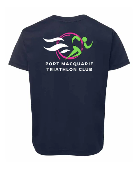 PMQ Triathlon Podium Kids Poly tee Navy - Image 2