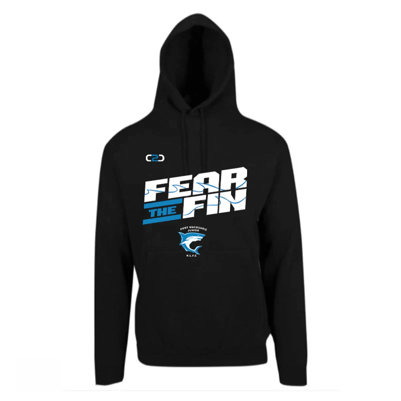 Port Macquarie Junior Sharks Fear The Fin Pullover Hoodie Black