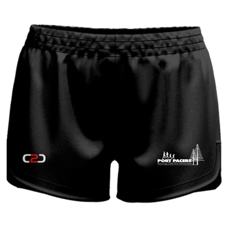 Port Pacers High Thigh Curved Shorts Womens Girls Black