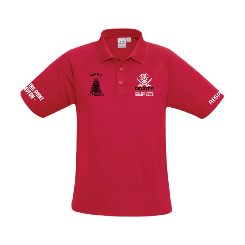Port Pirates Rugby Union Club Polo Red (PMRU)