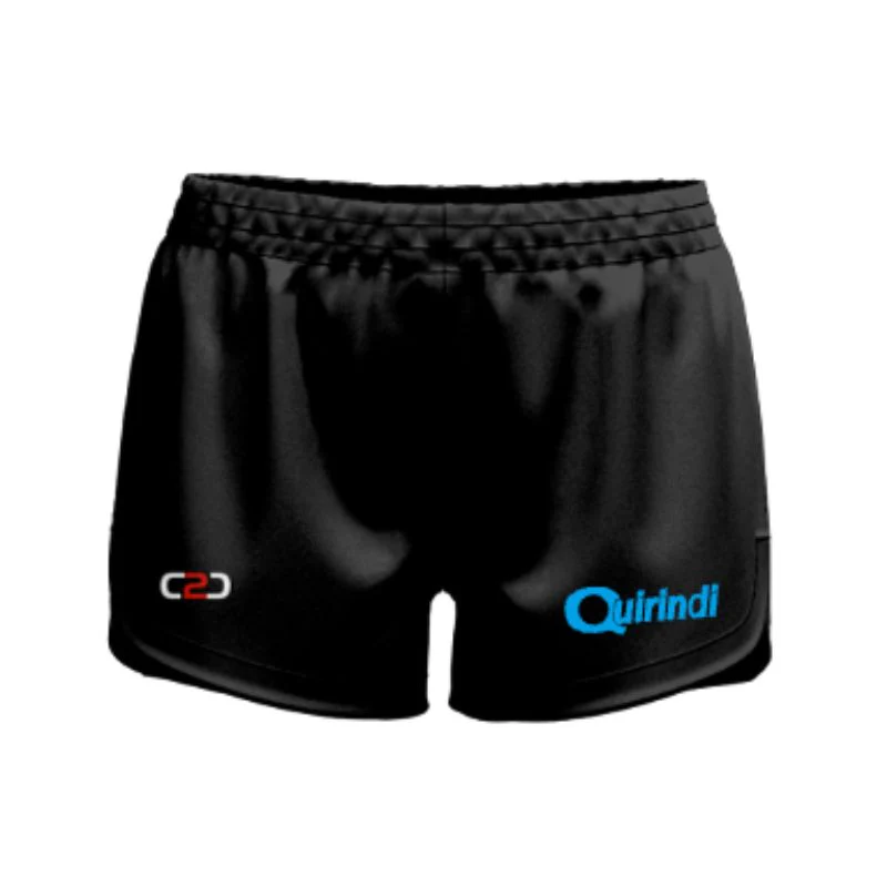 Quirindi Netball High Thigh Curved Shorts Womens Girls Black