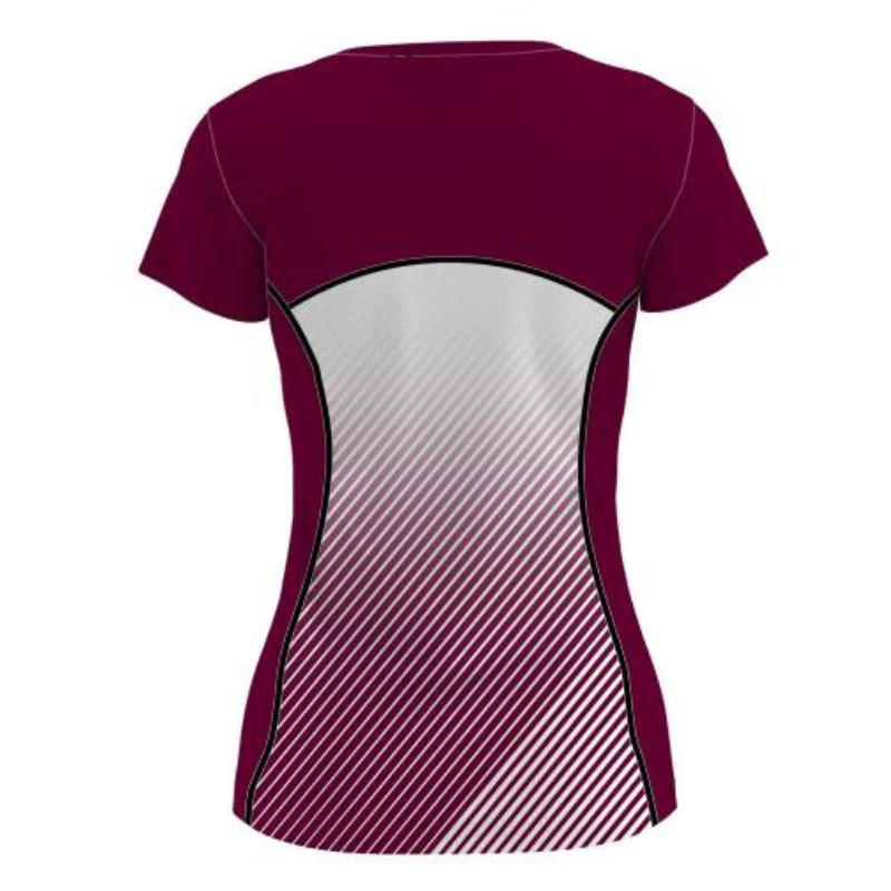 R2Q Netball Core Warmup T-Shirt Maroon White - Image 2