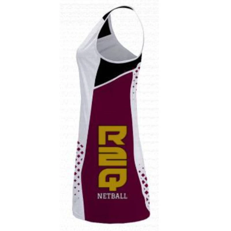 R2Q Netball HP Dress White Maroon - Image 2