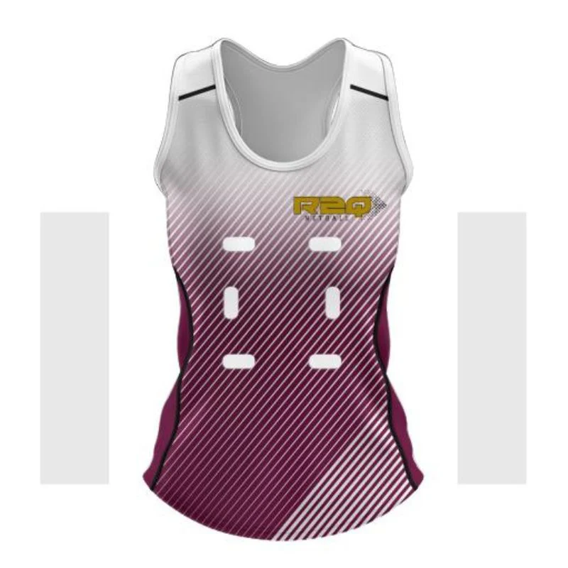 R2Q Netball Racerback Core Singlet Maroon White