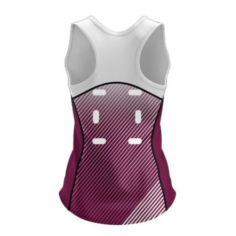 R2Q Netball Racerback Core Singlet Maroon White - Image 2