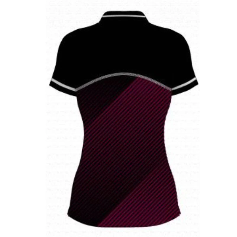 R2Q Netball SlimFit HP Polo Black Maroon - Image 2