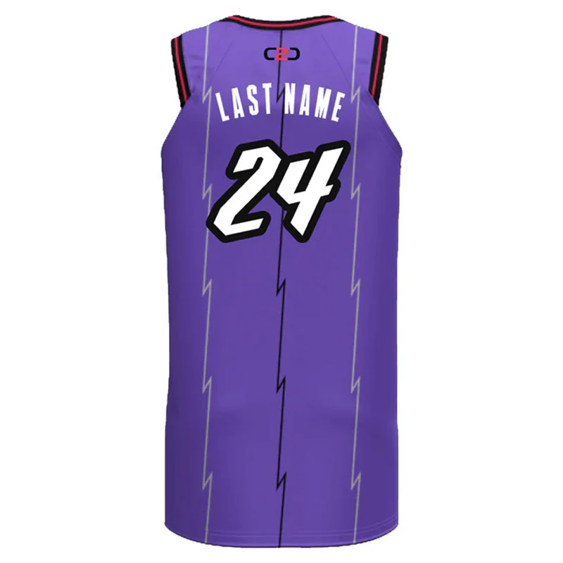 Custom Raptors Slimfit Hp Split Basketball Singlet Purple - Image 2