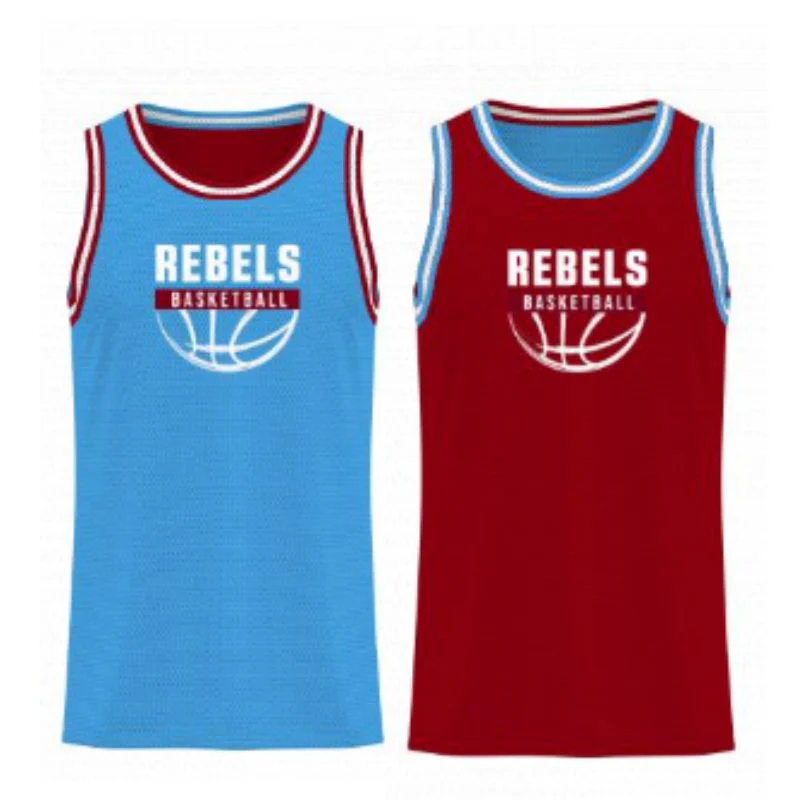Rebels Basketball Club Core Reversible Singlet Sky Maroon