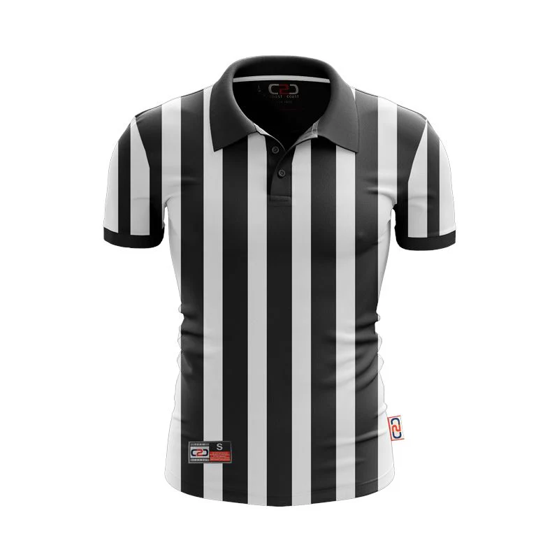 Referee/Umpire/Officials Black White Stripe Polo Shirt