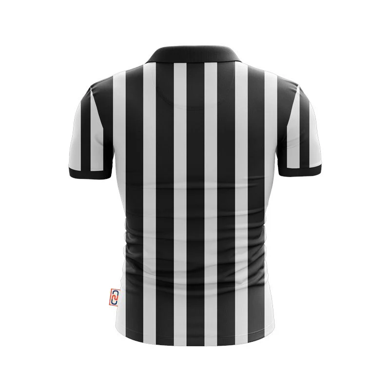 Referee/Umpire/Officials Black White Stripe Polo Shirt - Image 2