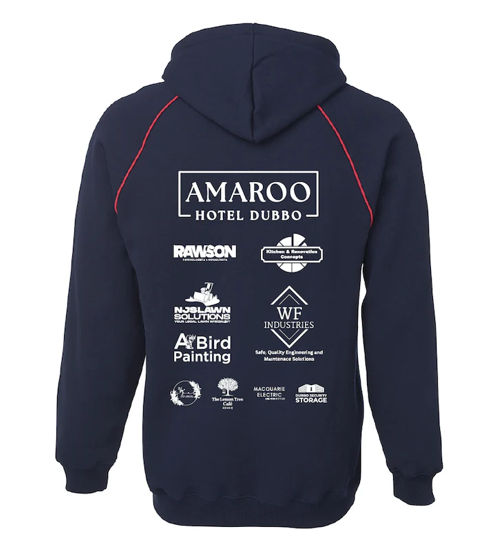 Saints Netball Dubbo Contrast Fleecy Hoodie Navy/Red - Image 2