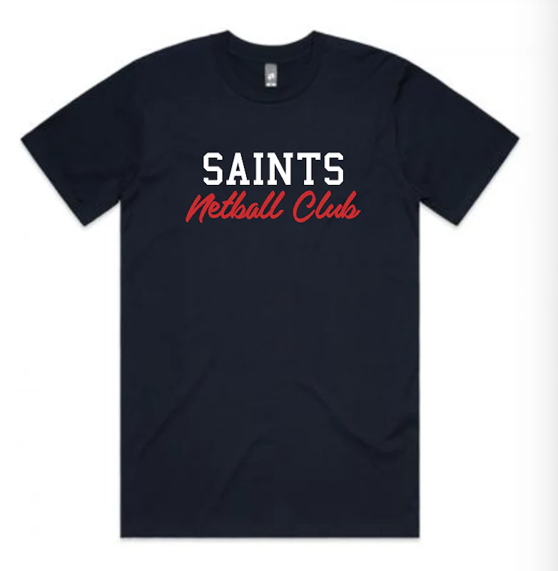 Saints Netball Dubbo Stock Tee Navy