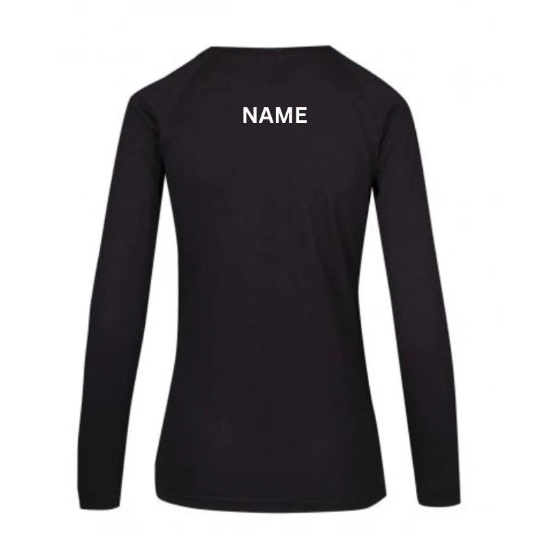 Sale Netball Long Sleeve Tee Ladies Black - Image 2