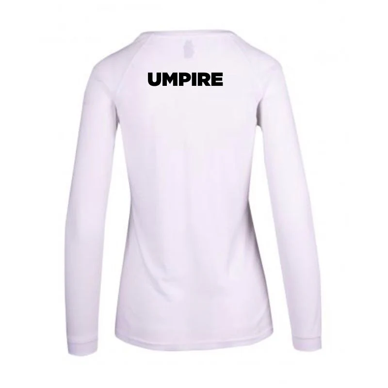 Sale Netball Umpire White  Long Sleeve Tee Ladies - Image 2
