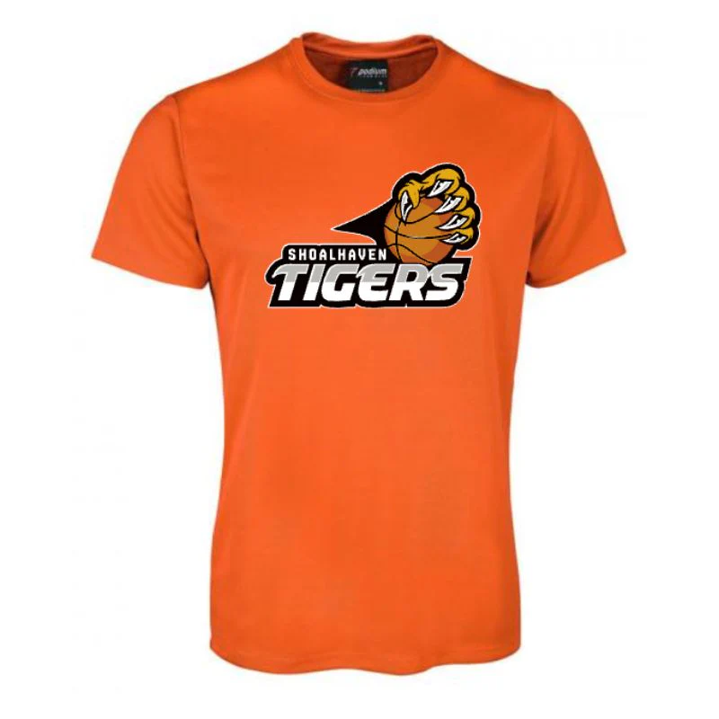 Shoalhaven Basketball Poly Tee Kids Adults Orange