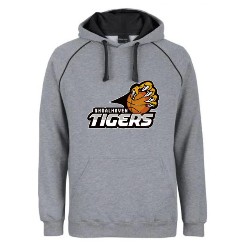 Shoalhaven Tigers Basketball Contrast Fleecy Hoodie Grey