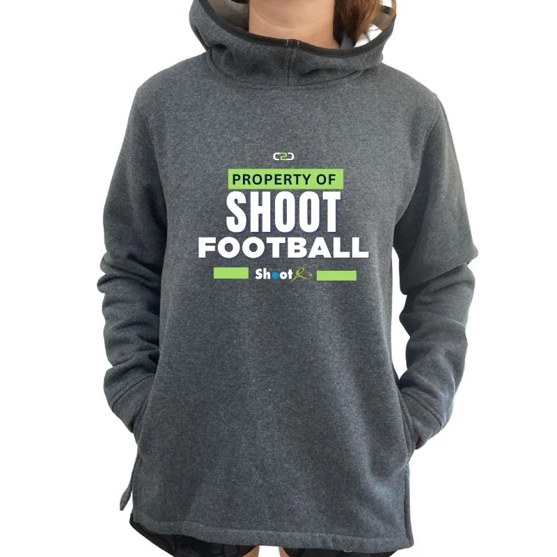 Shoot Football Stock Cotton Fleece Hoodie Dark Grey Marle - Image 3