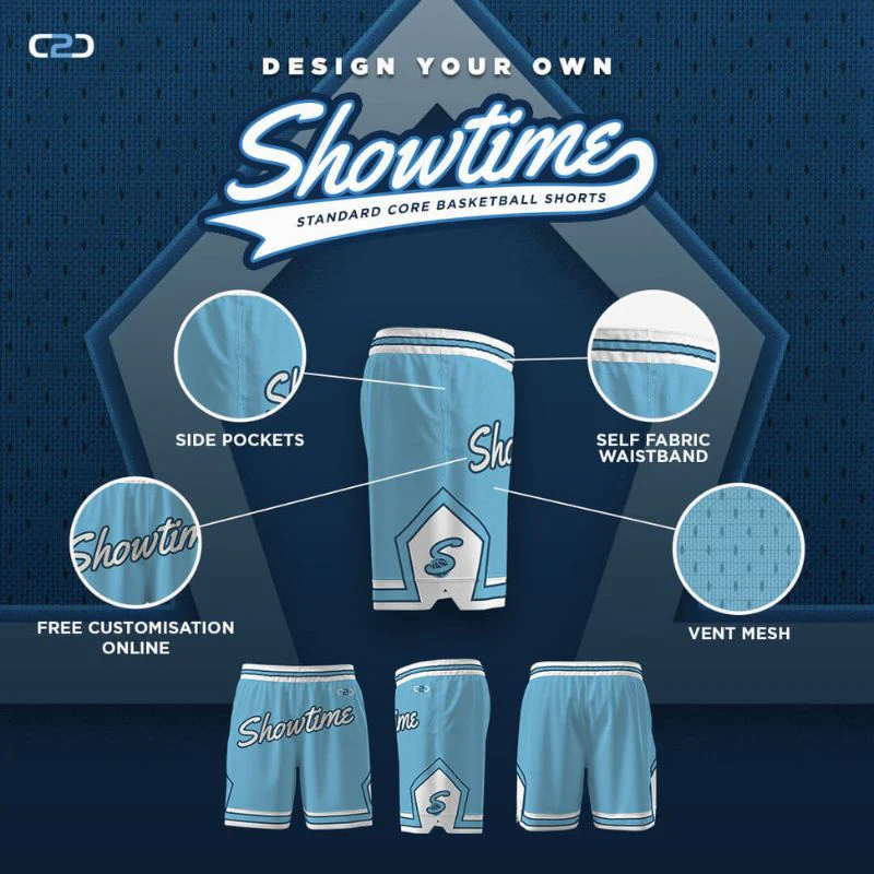 Showtime Core Basketball Shorts Pockets Plus Lining Design Your Own Custom - Image 5