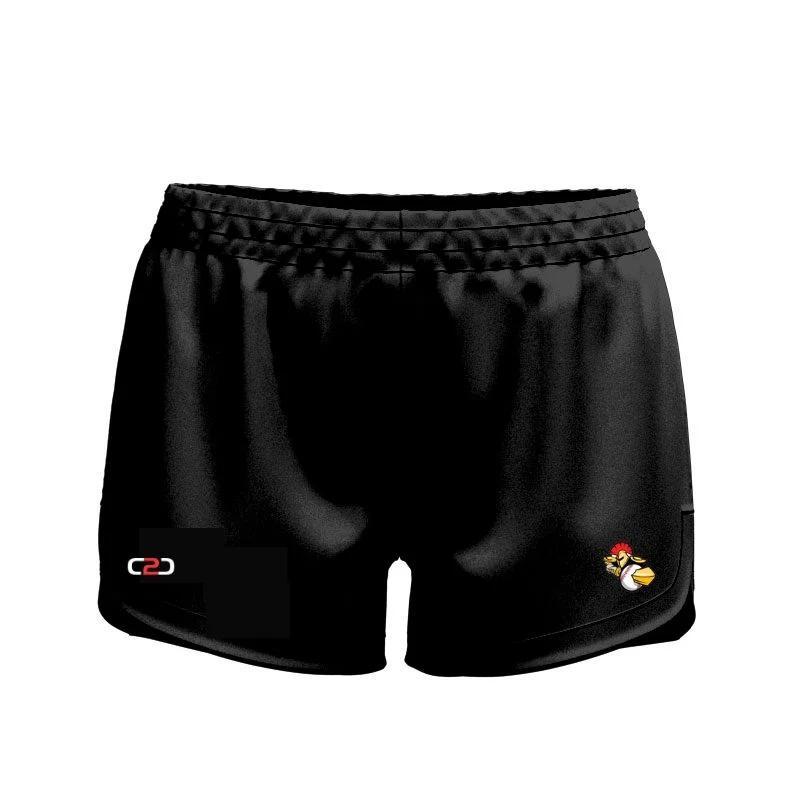 Spartans High Thigh Curved Shorts Womens Girls Black