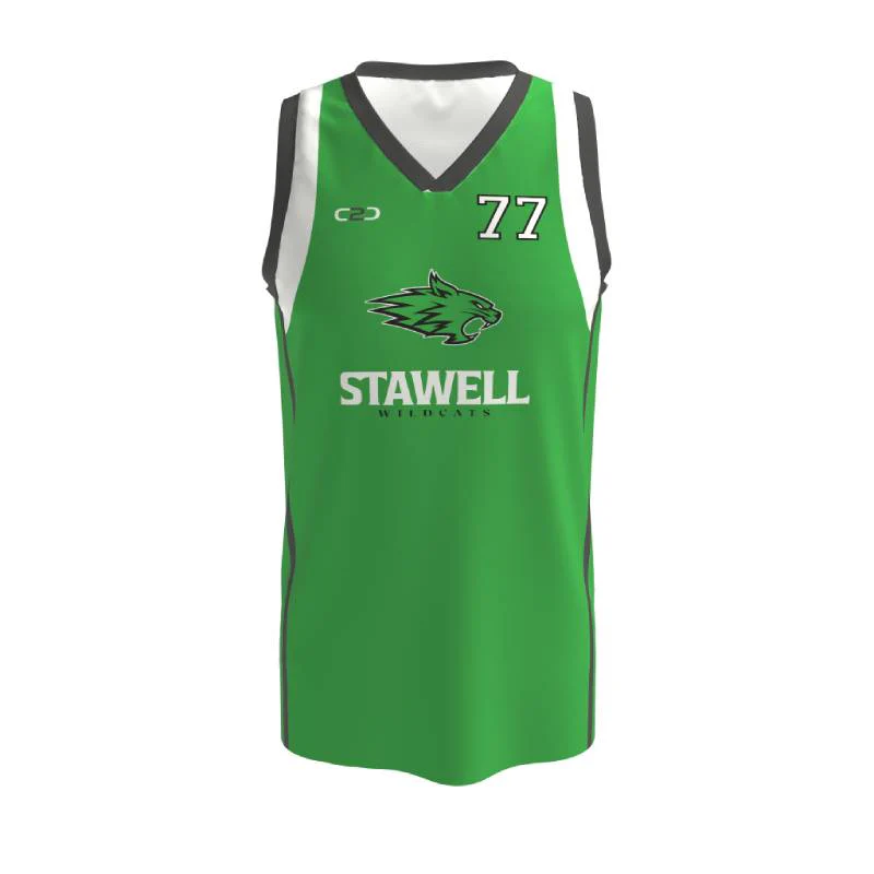 Stawell Wildcats Basketball V Neck Singlet Green