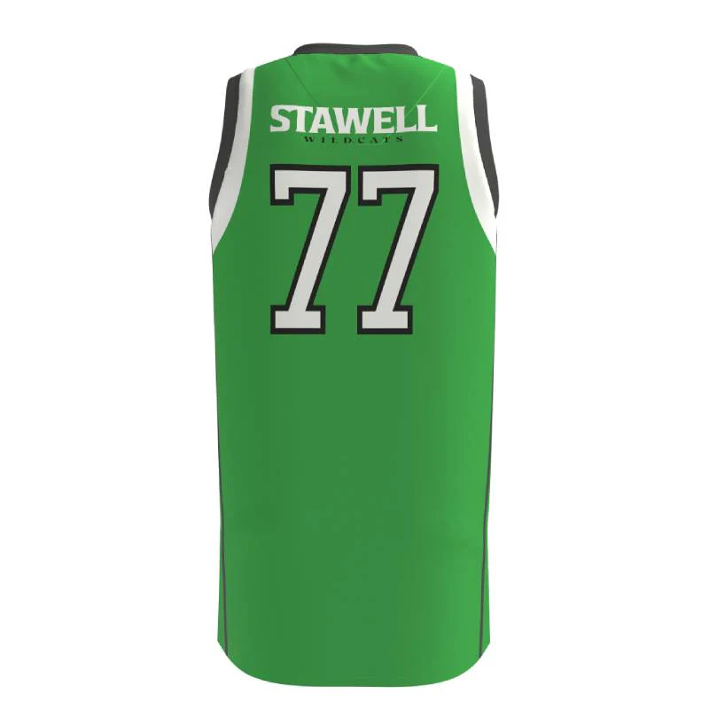 Stawell Wildcats Basketball V Neck Singlet Green - Image 2