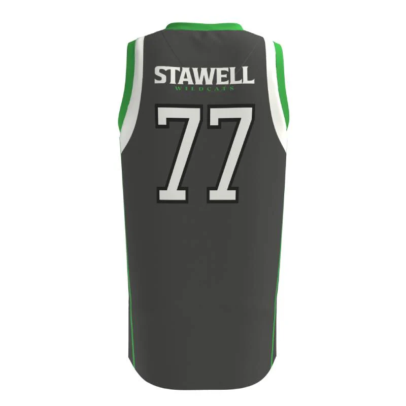 Stawell Wildcats Basketball V Neck Singlet Grey - Image 2
