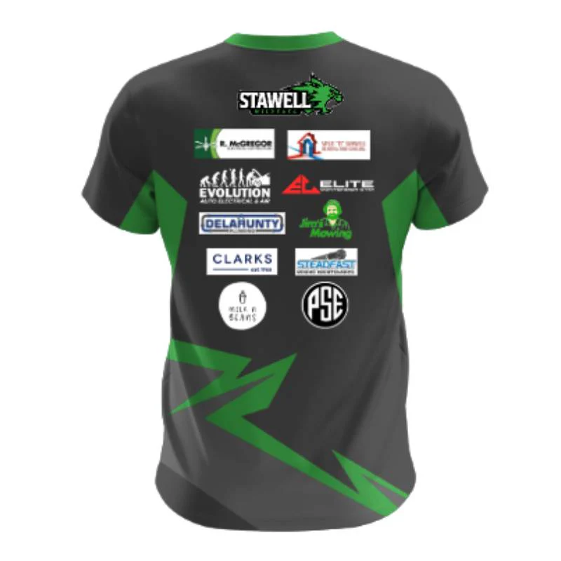 Stawell Wildcats Core Warmup T-Shirt Grey Green - Image 2