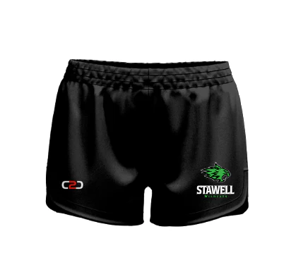 Stawell Wildcats Ladies High Thigh Curve Sport Shorts Black