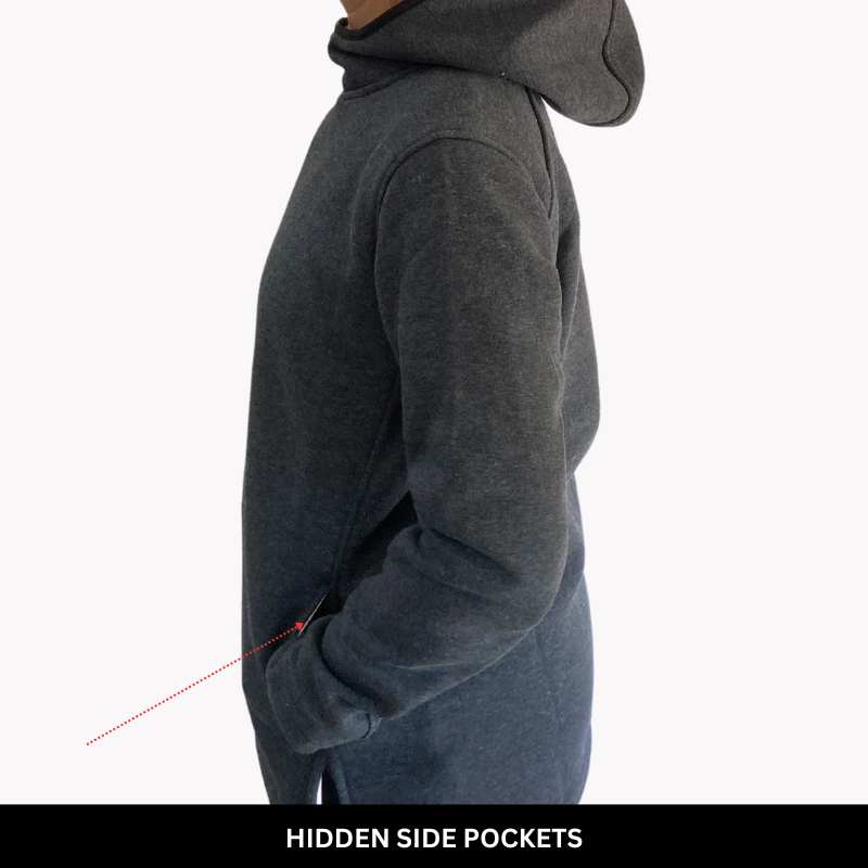 Fleece Pullover Hoodie Dark Grey Marle - Image 2