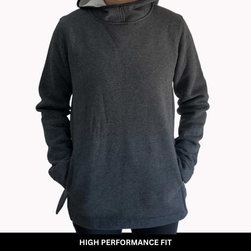 Fleece Pullover Hoodie Dark Grey Marle - Image 3